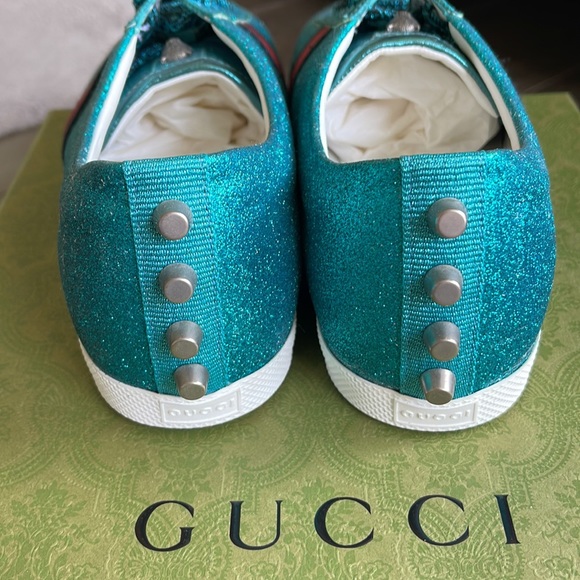 RARE Authentic Gucci Bambi Blue glitter sneakers - Picture 5 of 6